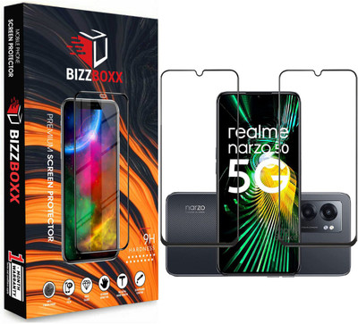 BizzBoxx Edge To Edge Tempered Glass for realme Narzo 50 5G / Narzo 50**DuraGlass**/Full Screen Coverage-Edge to Edge/9H Hardness(Pack of 2)
