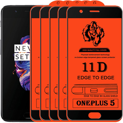 HIE POWER Edge To Edge Tempered Glass for Oneplus 5(Screen Protector with Easy Installation Kit-Pack of 5)(Pack of 5)
