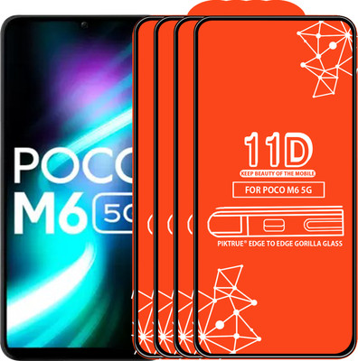 PikTrue Edge To Edge Tempered Glass for poco m6 5g(Pack of 4)