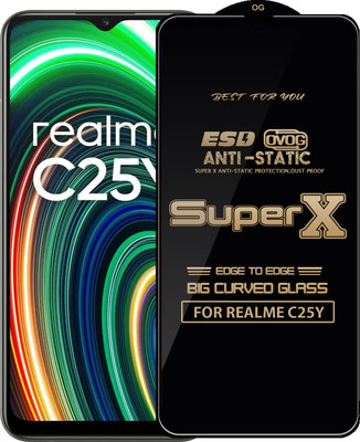 Qyist Edge To Edge Tempered Glass for REALME C25Y(Pack of 1)