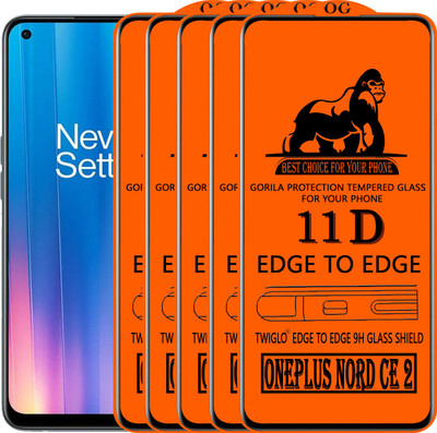 TWIGLO Edge To Edge Tempered Glass for ONEPLUS NORD CE 2(Pack of 5)