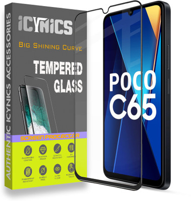 ICYNICS Edge To Edge Tempered Glass for Poco C65, Anti-Fingerprint, Waterproof, Oil-resistant, Bubble-Free, Anti-Static with Full Screen Coverage & Easy Installation(Pack of 1)