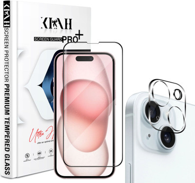 KLAH Edge To Edge Tempered Glass for Apple iPhone 15, With Camera Lens Protector(Pack of 1)