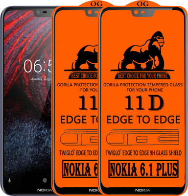 TWIGLO Edge To Edge Tempered Glass for Nokia 6.1 Plus(Pack of 2)
