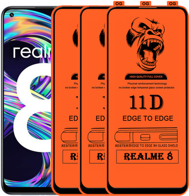 PFOAM Edge To Edge Tempered Glass for REALME 8(Pack of 3)