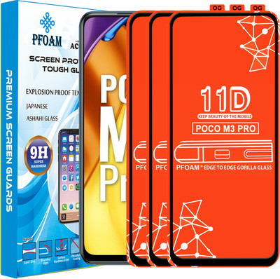 PFOAM Edge To Edge Tempered Glass for POCO M3 PRO(Pack of 3)