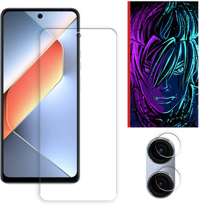 ARBAN Edge To Edge Tempered Glass for Tecno Pova 6 Neo 5G Tempered Glass Screen Protector | Anti-Scratch | Edge to Edge Full Coverage | 9H Hardness (1 FRONT SCREEN GUARD + 1 CAMERA LENS PROTECTOR + 1 FREE BACK EMBOSSED SKIN002)(Pack of 1)