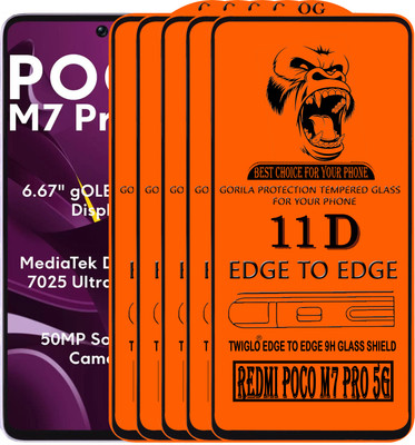 TWIGLO Edge To Edge Tempered Glass for REDMI POCO M7 PRO 5G(Pack of 5)