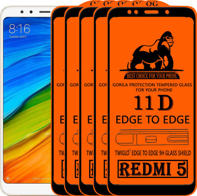 TWIGLO Edge To Edge Tempered Glass for Mi Redmi 5(Pack of 5)