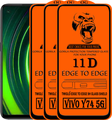 TWIGLO Edge To Edge Tempered Glass for VIVO Y74 5G(Pack of 3)