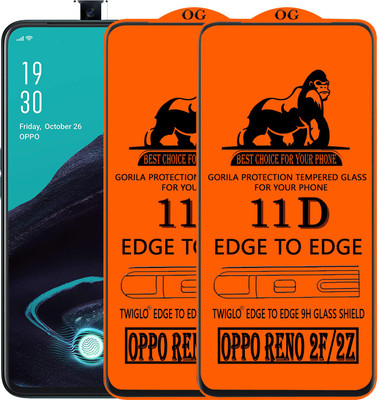 TWIGLO Edge To Edge Tempered Glass for Oppo Reno2 F(Pack of 2)