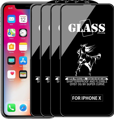 Qyist Edge To Edge Tempered Glass for Apple iPhone X(Pack of 4)