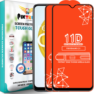 PikTrue Edge To Edge Tempered Glass for Realme C21(Pack of 2)