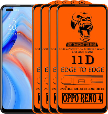 CYOR Edge To Edge Tempered Glass for OPPO RENO 4(Pack of 4)