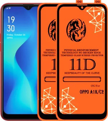 HIE POWER Edge To Edge Tempered Glass for Oppo A1K/ Realme C2-11D Glass(Pack Of 2)(Pack of 2)
