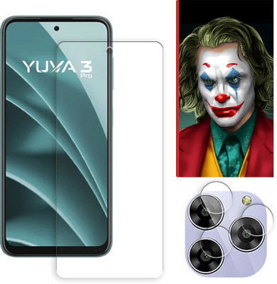 SOMTONE Edge To Edge Tempered Glass for Lava Yuva 3 4G FRONT Tempered Glass Screen Protector | Anti-Scratch | Edge to Edge Full Coverage | 9H Hardness ( 1 FRONT SCREEN GUARD + 1 CAMERA LENS PROTECTOR + 1 FREE BACK EMBOSSED SKIN026 )(Pack of 1)