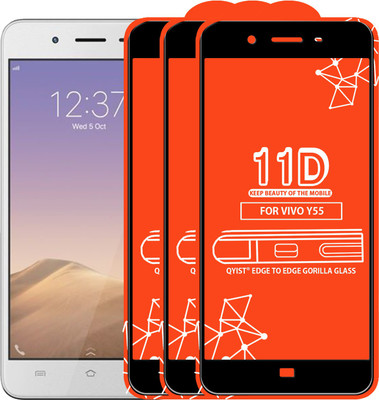 Qyist Edge To Edge Tempered Glass for VIVO Y55(Pack of 3)