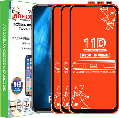 Rofix star Edge To Edge Tempered Glass for REDMI 10 PRIME(Pack of 3)