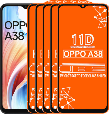 TWIGLO Edge To Edge Tempered Glass for OPPO A38(Pack of 5)