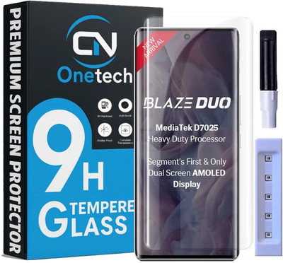 OneTech Edge To Edge Tempered Glass for Lava Blaze Duo 5G 9H Hardness, Premium UV Screen Protector(Pack of 1)