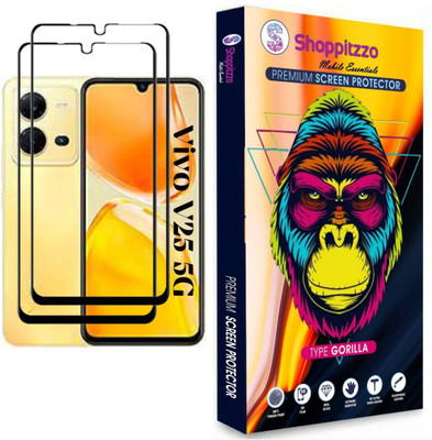 Shoppitzzo Edge To Edge Tempered Glass for Vivo V25/Vivo V25 5G**NeoShield**Millitary Grade-Anti Explosion-Tempered Glass/Full Screen Coverage-Edge to Edge/9H Hardness/With Easy Installation Kit(Pack of 2)