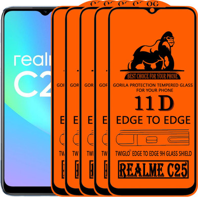 TWIGLO Edge To Edge Tempered Glass for REALME C25(Pack of 5)