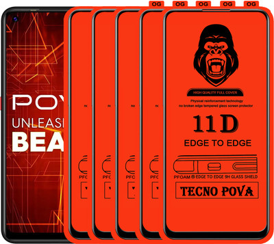 Laxdom Edge To Edge Tempered Glass for TECNO POVA(Pack of 5)