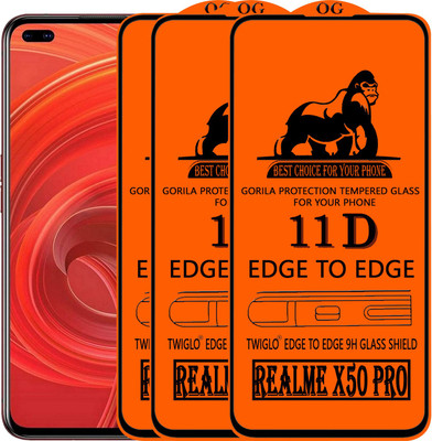 TWIGLO Edge To Edge Tempered Glass for REALME X50 PRO(Pack of 3)