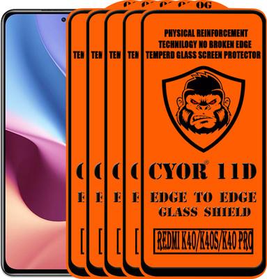 CYOR Edge To Edge Tempered Glass for REDMI K40(Pack of 5)
