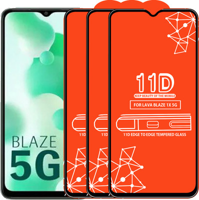 Roxel Edge To Edge Tempered Glass for Lava Blaze 1X 5G(Pack of 3)