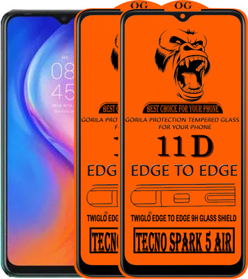 TWIGLO Edge To Edge Tempered Glass for TECNO SPARK 5 AIR(Pack of 3)