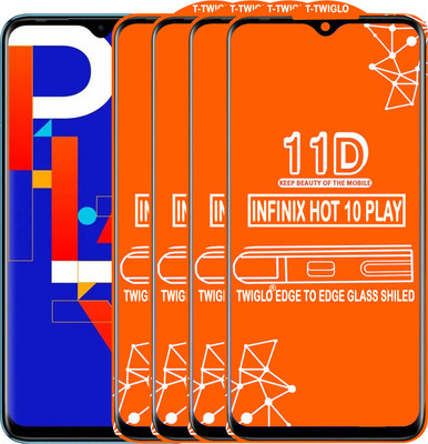 TWIGLO Edge To Edge Tempered Glass for INFINIX HOT 10 PLAY(Pack of 4)