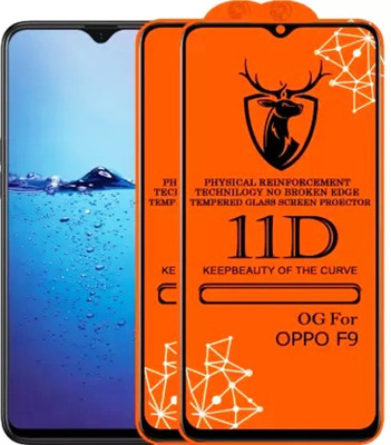 1DOLLAR Edge To Edge Tempered Glass for Oppo F9 --9H Grade-Tempered Glass/Full Screen Coverage-Edge to Edge/9H Hardness/With Easy Installation Kit(Pack of 2)