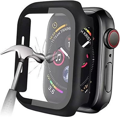 SCALEBEE Edge To Edge Tempered Glass for Compatible with Waterproof Apple Watch Case 40mm , for iWatch Series SE 6 5 4, with Tempered Glass Film Protector, Anit-Moisture Water Resistant iwatch Bumper Cover, (40mm Black)(Pack of 1)