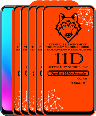 CRodible Edge To Edge Tempered Glass for Realme C15(Pack of 5)