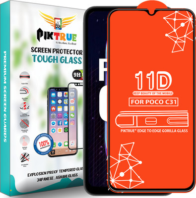 PikTrue Edge To Edge Tempered Glass for Poco C31(Pack of 1)