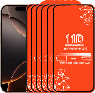Qyist Edge To Edge Tempered Glass for IPHONE 16 PRO MAX(Pack of 6)