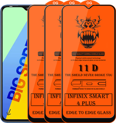 Forego Edge To Edge Tempered Glass for Infinix Smart 4 Plus(Pack of 3)