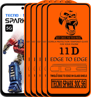 TWIGLO Edge To Edge Tempered Glass for TECNO SPARK 30C 5G(Pack of 5)