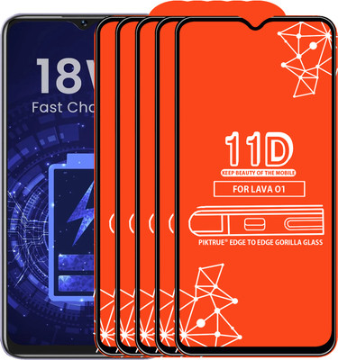 PikTrue Edge To Edge Tempered Glass for LAVA O1(Pack of 5)