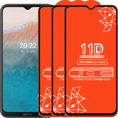 Qyist Edge To Edge Tempered Glass for Nokia C21 Plus(Pack of 3)