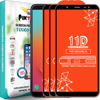 PikTrue Edge To Edge Tempered Glass for Samsung Galaxy J8(Pack of 3)