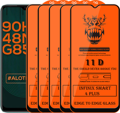 Forego Edge To Edge Tempered Glass for Infinix Smart 4 Plus(Pack of 5)
