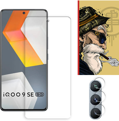 ARBAN Edge To Edge Tempered Glass for iQOO 9 SE 5G Tempered Glass Screen Protector | Anti-Scratch | Edge to Edge Full Coverage | 9H Hardness ( 1 FRONT SCREEN GUARD + 1 CAMERA LENS PROTECTOR + 1 FREE BACK EMBOSSED SKIN001 )(Pack of 1)