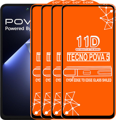 CYOR Edge To Edge Tempered Glass for TECNO POVA 5(Pack of 4)