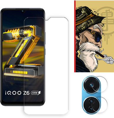 SOMTONE Edge To Edge Tempered Glass for iQOO Z6 4G Tempered Glass Screen Protector | Anti-Scratch | Edge to Edge Full Coverage | 9H Hardness ( 1 FRONT SCREEN GUARD + 1 CAMERA LENS PROTECTOR + 1 FREE BACK EMBOSSED SKIN001 )(Pack of 1)