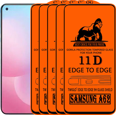 TWIGLO Edge To Edge Tempered Glass for SAMSUNG A62(Pack of 5)