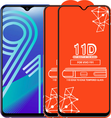 Qyist Edge To Edge Tempered Glass for Vivo Y91(Pack of 2)