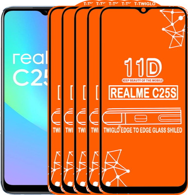 TWIGLO Edge To Edge Tempered Glass for REALME C25S(Pack of 5)