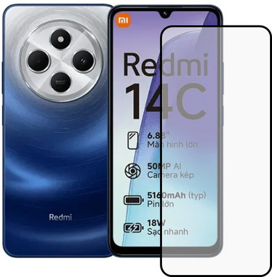 VISHRN Edge To Edge Tempered Glass for MI Redmi 14C 5G, Redmi 14C 5G(Pack of 1)